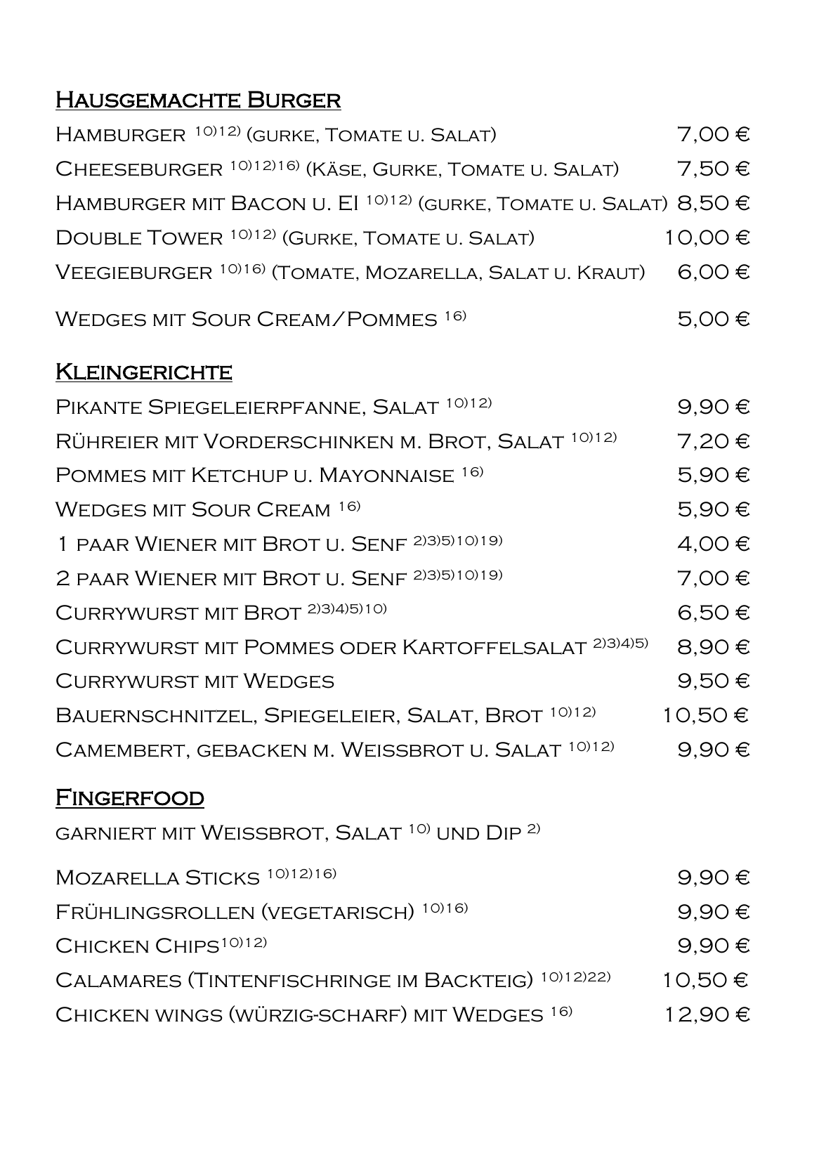 Speisekarte Seite 3